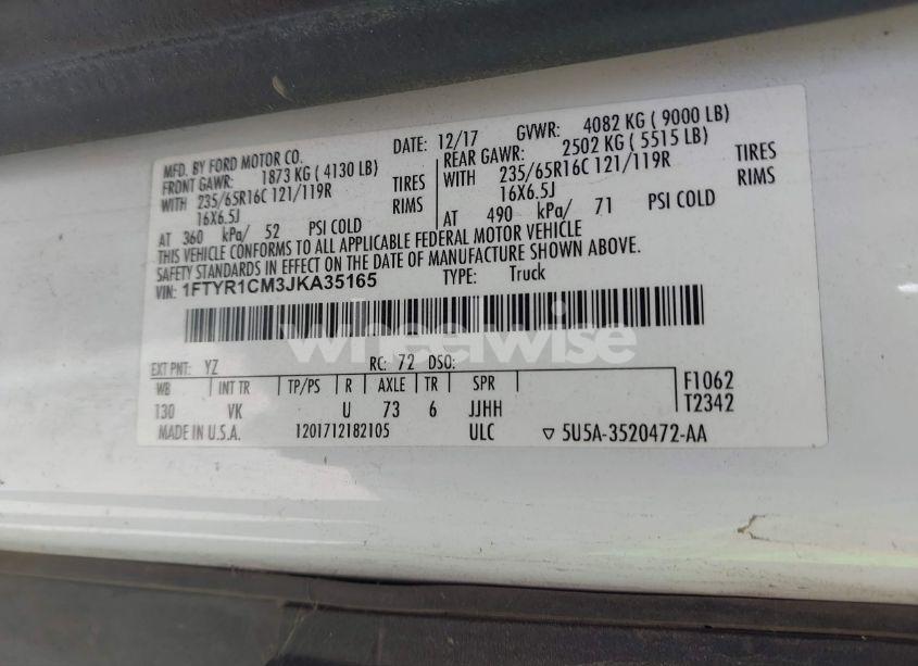 Photo 9 of 2018 Ford Transit-250 (VIN 1FTYR1CM3JKA35165)