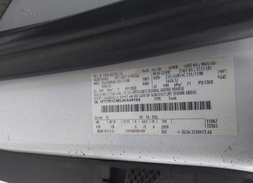 Photo 9 of 2018 Ford Transit-250 (VIN 1FTYR1CM5JKA94184)