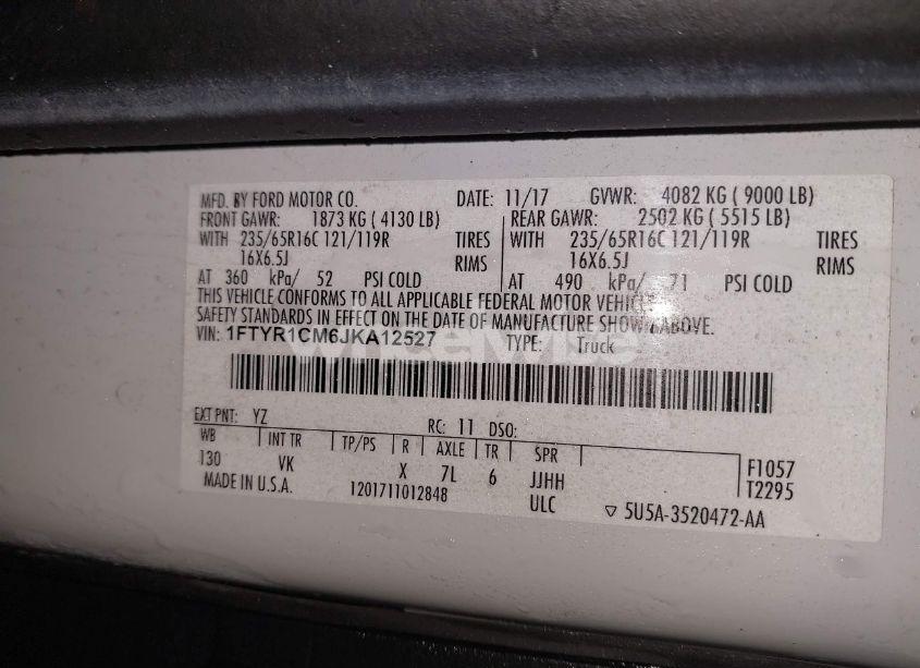 Photo 9 of 2018 Ford Transit-250 (VIN 1FTYR1CM6JKA12527)