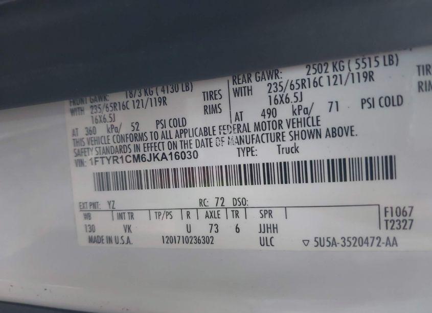 Photo 9 of 2018 Ford Transit-250 (VIN 1FTYR1CM6JKA16030)