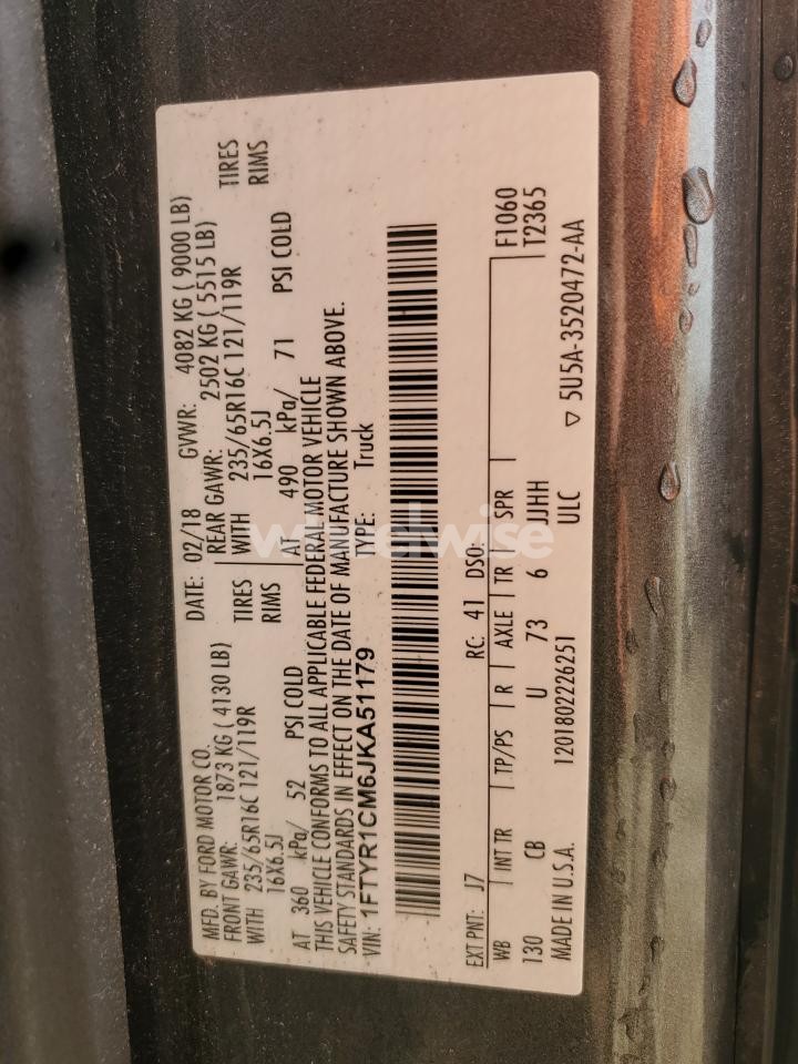 Photo 12 of 2018 FORD TRANSIT T-250 (VIN 1FTYR1CM6JKA51179)