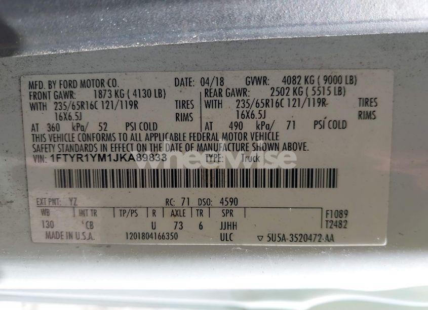 Photo 9 of 2018 Ford Transit-250 (VIN 1FTYR1YM1JKA89833)