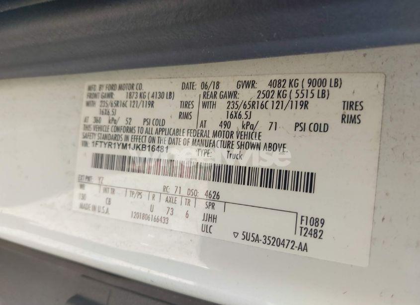 Photo 9 of 2018 Ford Transit-250 (VIN 1FTYR1YM1JKB16481)