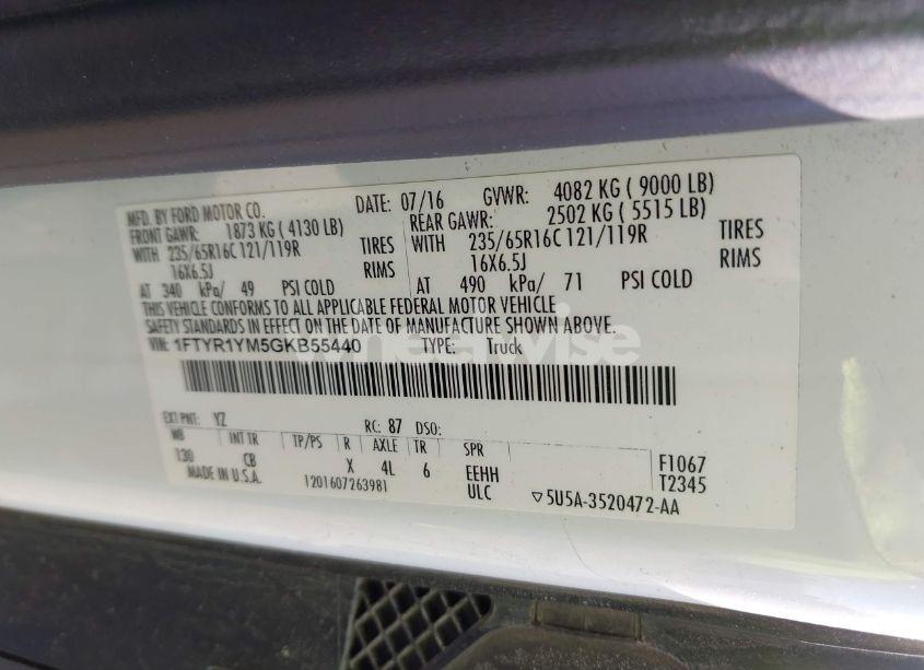 Photo 9 of 2016 Ford Transit-250 (VIN 1FTYR1YM5GKB55440)