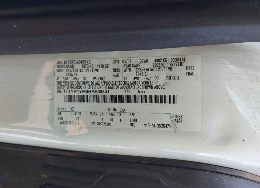 Photo 9 of 2017 Ford Transit-250 (VIN 1FTYR1YM6HKB08841)