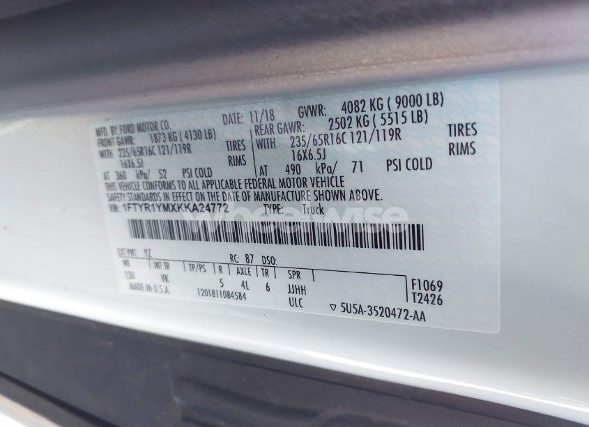 Photo 9 of 2019 Ford Transit-250 (VIN 1FTYR1YMXKKA24772)