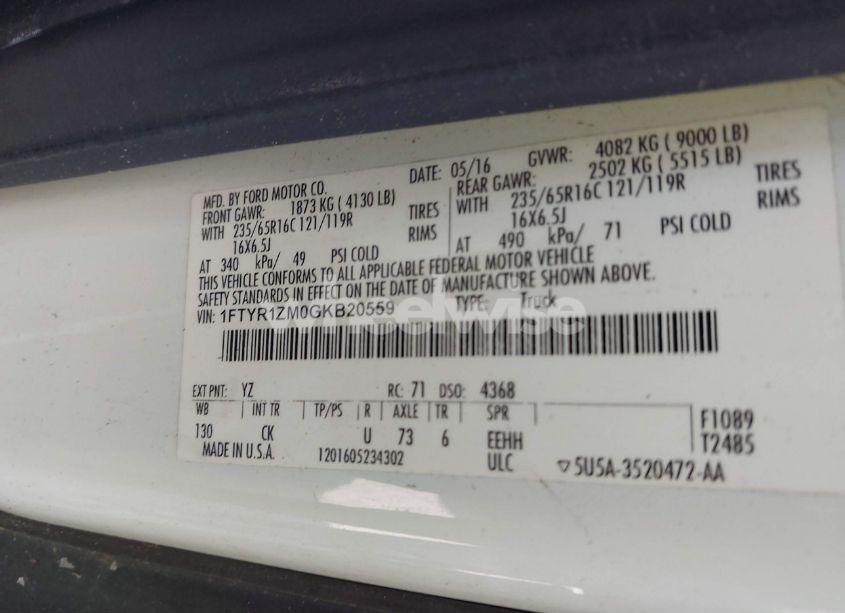 Photo 9 of 2016 Ford Transit-250 (VIN 1FTYR1ZM0GKB20559)