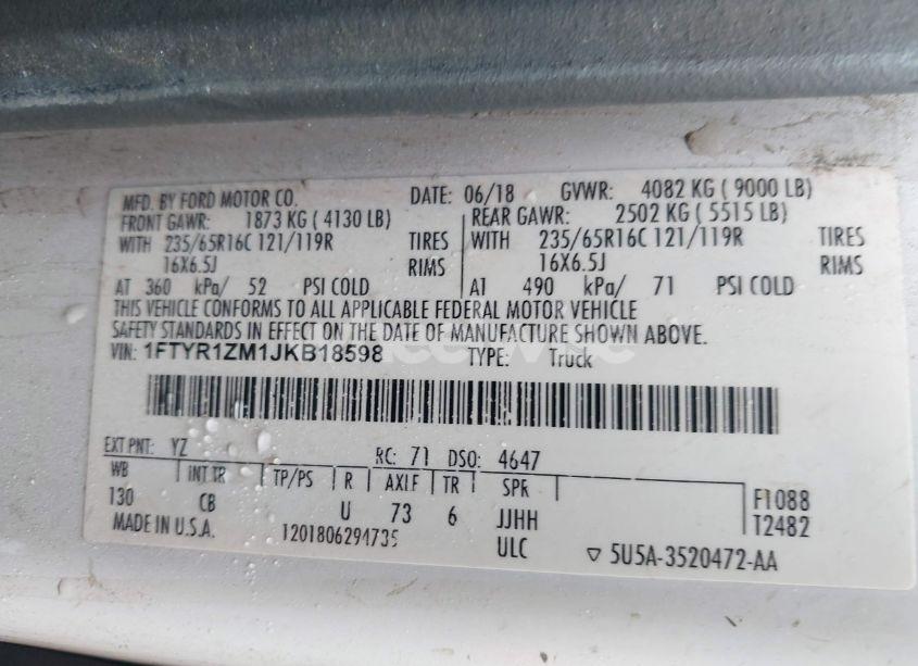 Photo 9 of 2018 Ford Transit-250 (VIN 1FTYR1ZM1JKB18598)