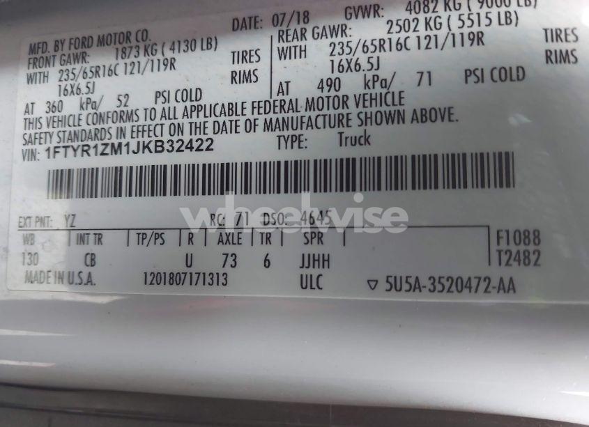 Photo 8 of 2018 Ford Transit-250 (VIN 1FTYR1ZM1JKB32422)