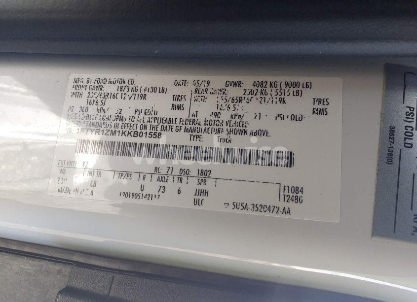 Photo 9 of 2019 Ford Transit-250 (VIN 1FTYR1ZM1KKB01558)