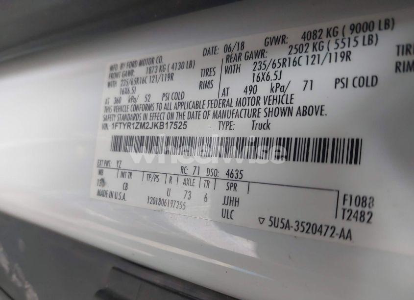 Photo 9 of 2018 Ford Transit-250 (VIN 1FTYR1ZM2JKB17525)