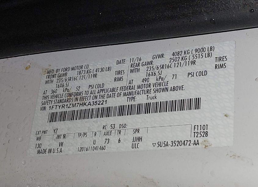 Photo 9 of 2017 Ford Transit-250 N/A (VIN 1FTYR1ZM7HKA35221)