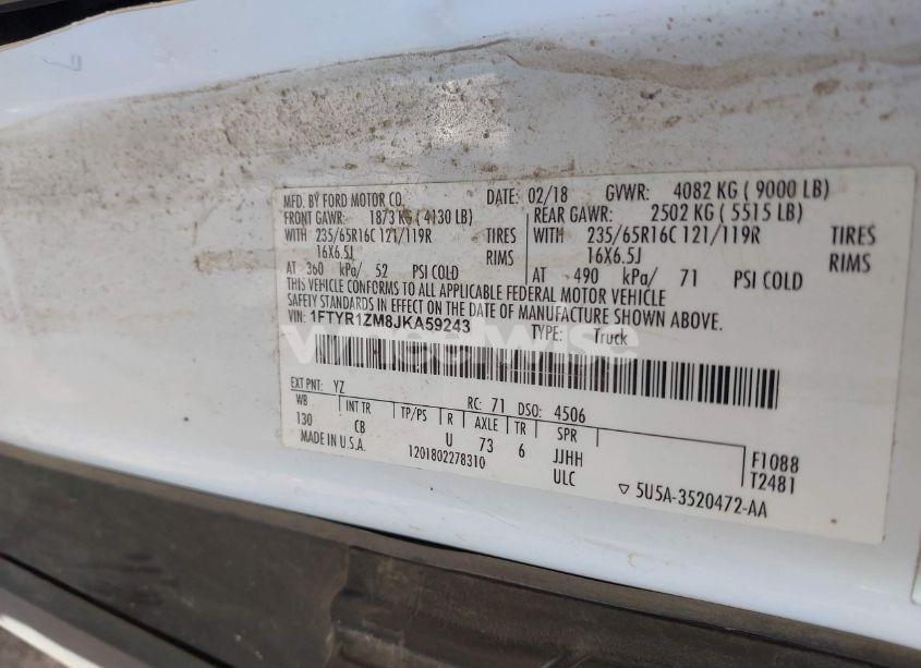 Photo 9 of 2018 Ford Transit-250 (VIN 1FTYR1ZM8JKA59243)