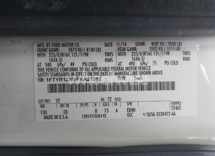 Photo 9 of 2015 Ford Transit-250 N/A (VIN 1FTYR1ZM9FKA21382)