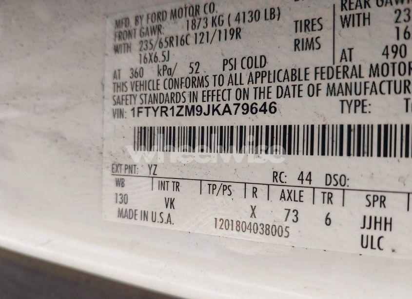 Photo 9 of 2018 Ford Transit-250 (VIN 1FTYR1ZM9JKA79646)