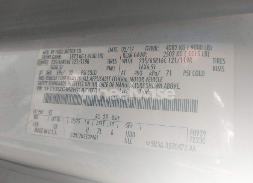 Photo 8 of 2017 Ford Transit-250 (VIN 1FTYR2CM2HKA70781)