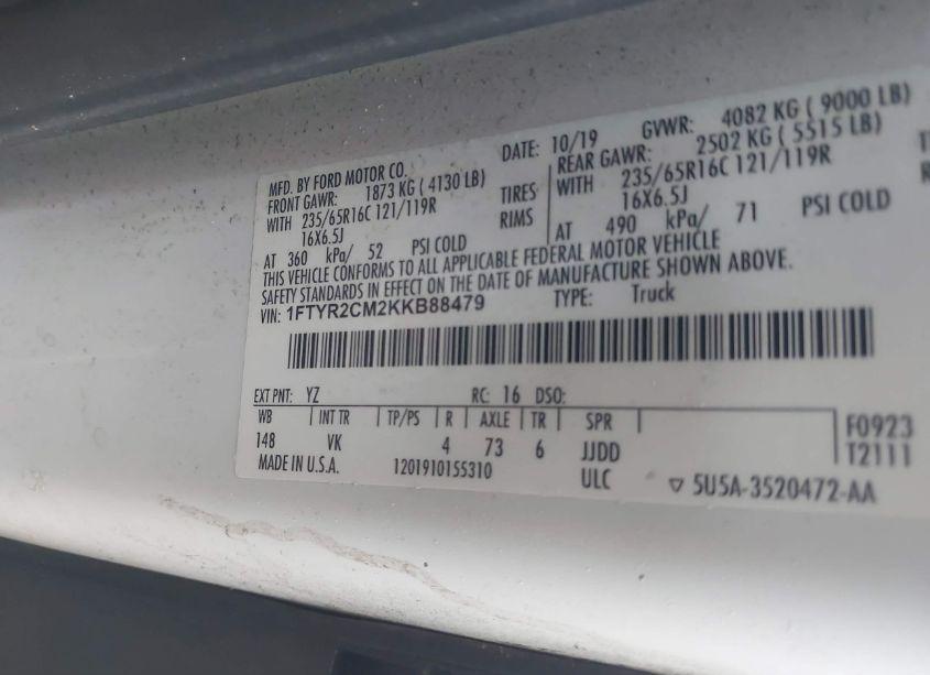 Photo 9 of 2019 Ford Transit-250 (VIN 1FTYR2CM2KKB88479)