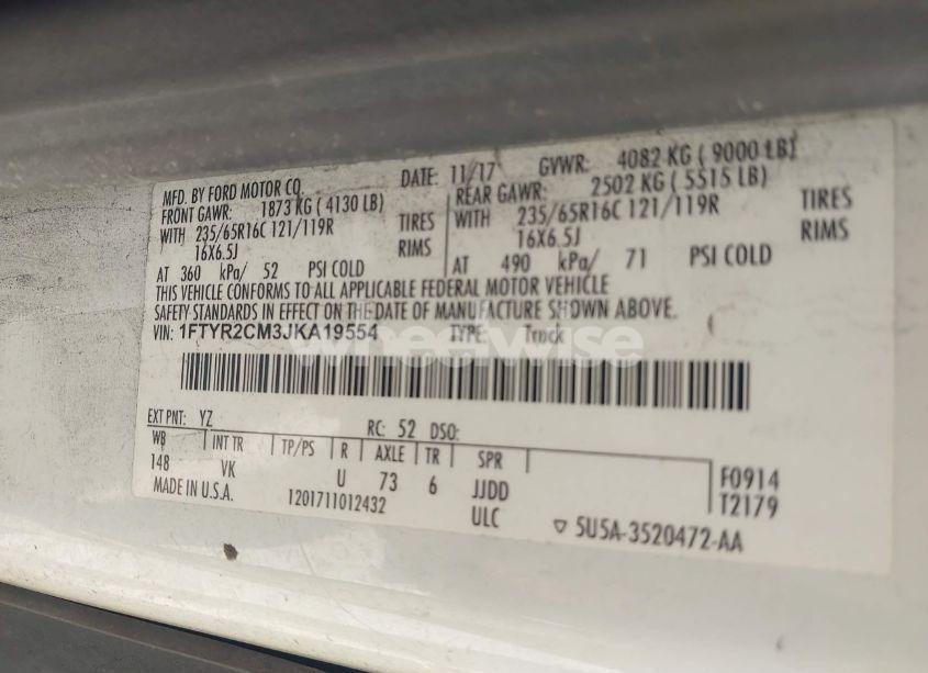 Photo 9 of 2018 Ford Transit-250 (VIN 1FTYR2CM3JKA19554)