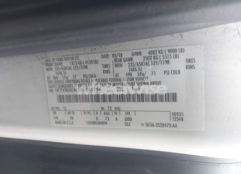 Photo 9 of 2018 Ford Transit-250 (VIN 1FTYR2CM3JKB03714)