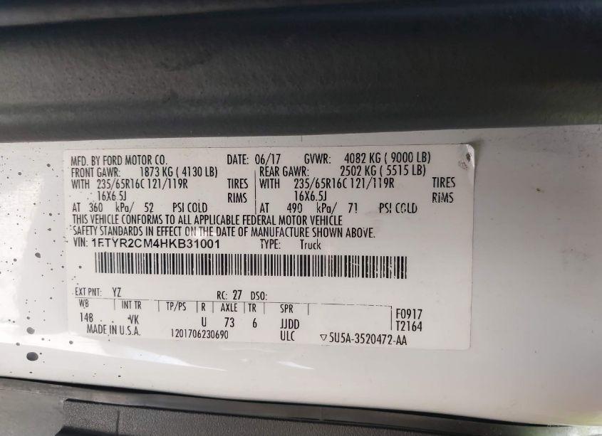 Photo 9 of 2017 Ford Transit-250 (VIN 1FTYR2CM4HKB31001)