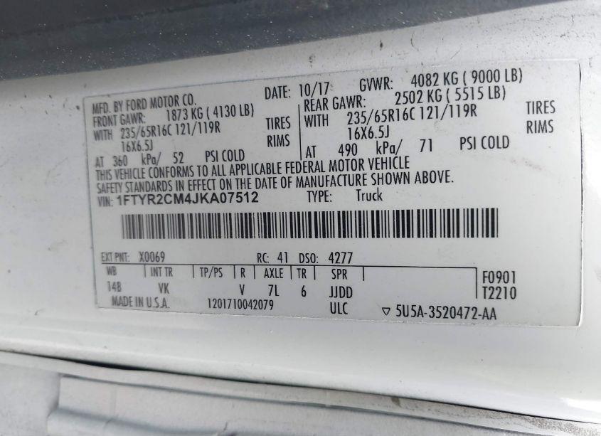 Photo 9 of 2018 Ford Transit-250 (VIN 1FTYR2CM4JKA07512)