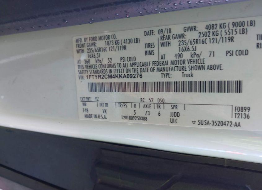 Photo 9 of 2019 Ford Transit-250 (VIN 1FTYR2CM4KKA09276)