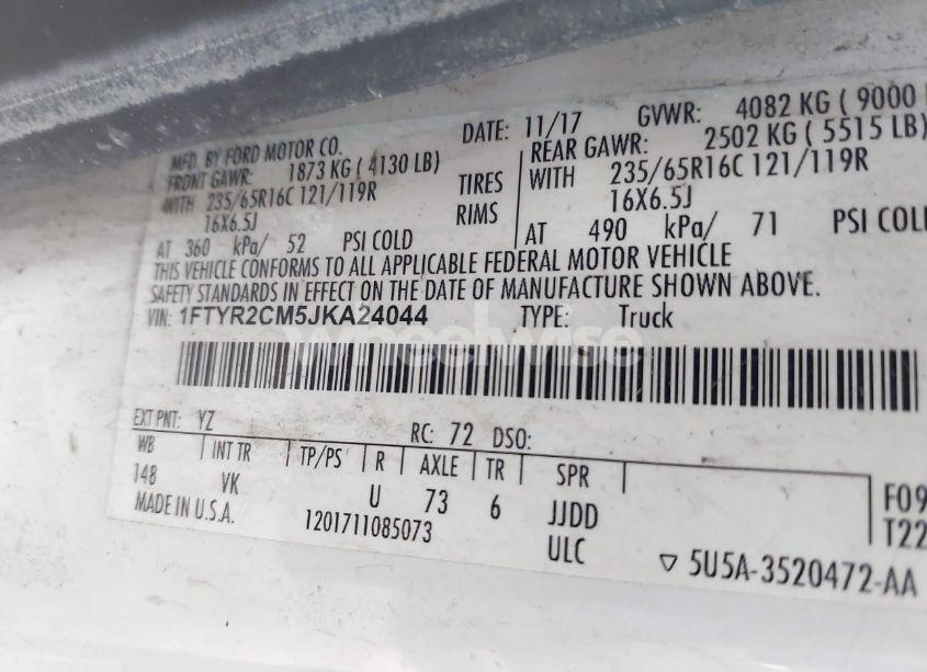 Photo 9 of 2018 Ford Transit-250 (VIN 1FTYR2CM5JKA24044)