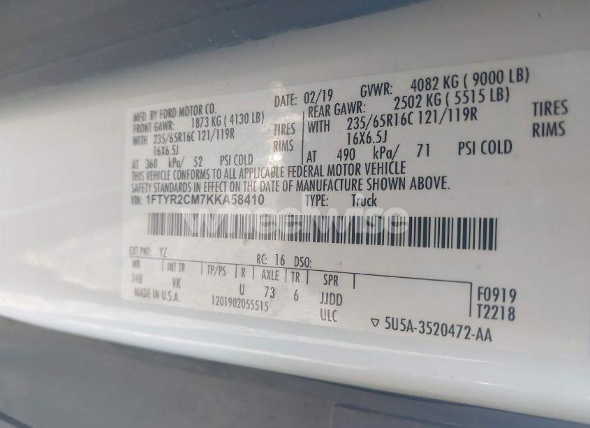 Photo 9 of 2019 Ford Transit-250 (VIN 1FTYR2CM7KKA58410)