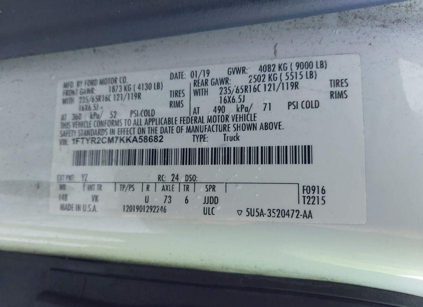 Photo 9 of 2019 Ford Transit-250 (VIN 1FTYR2CM7KKA58682)