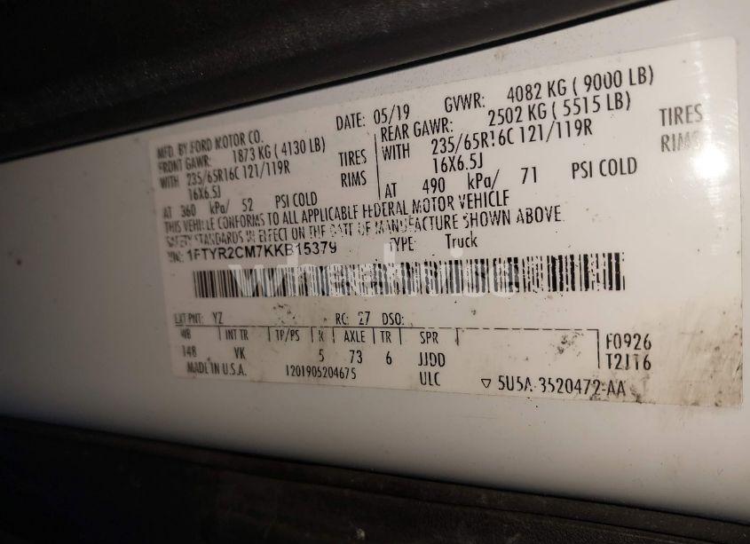 Photo 9 of 2019 Ford Transit-250 (VIN 1FTYR2CM7KKB15379)