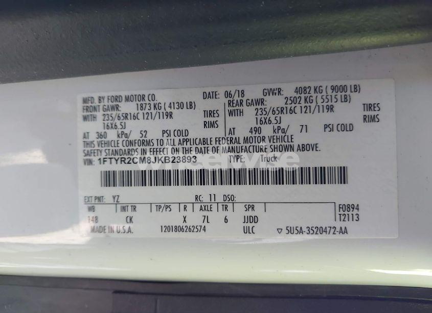 Photo 9 of 2018 Ford Transit-250 (VIN 1FTYR2CM8JKB23893)