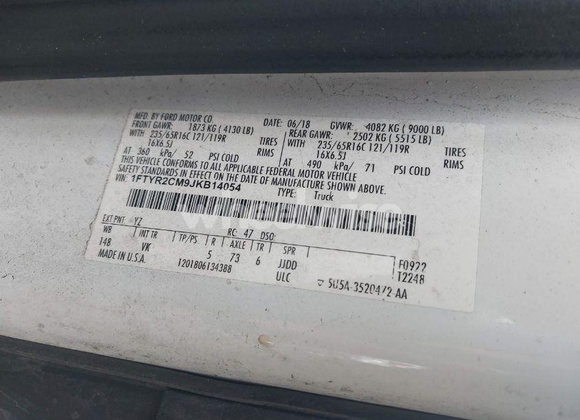 Photo 9 of 2018 Ford Transit-250 (VIN 1FTYR2CM9JKB14054)