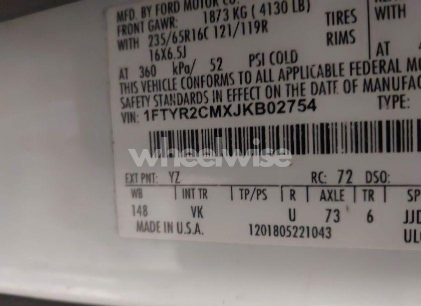 Photo 9 of 2018 Ford Transit-250 (VIN 1FTYR2CMXJKB02754)