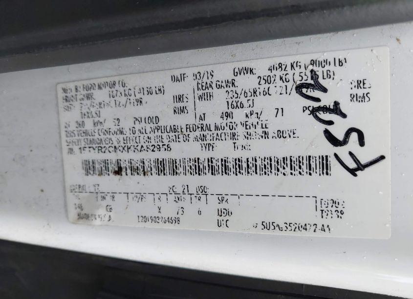 Photo 9 of 2019 Ford Transit-250 (VIN 1FTYR2CMXKKA82958)