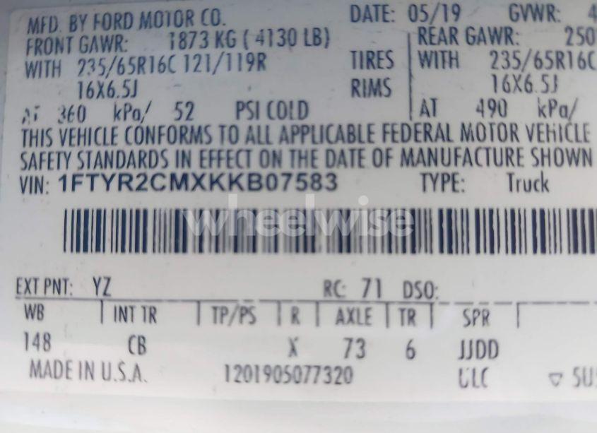 Photo 9 of 2019 Ford Transit-250 (VIN 1FTYR2CMXKKB07583)