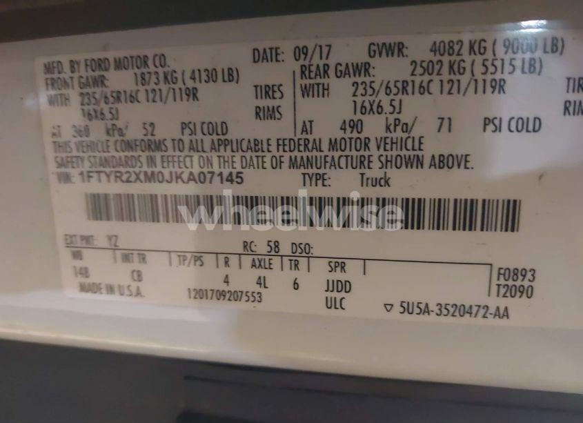 Photo 9 of 2018 Ford Transit-250 (VIN 1FTYR2XM0JKA07145)