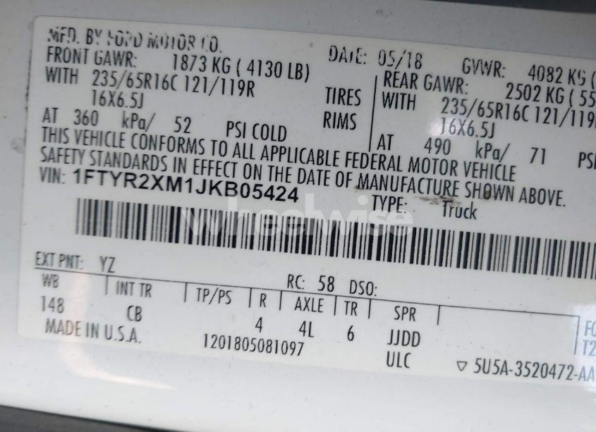 Photo 9 of 2018 Ford Transit-250 (VIN 1FTYR2XM1JKB05424)