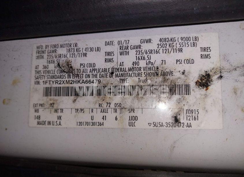 Photo 9 of 2017 Ford Transit VAN (VIN 1FTYR2XM2HKA66479)