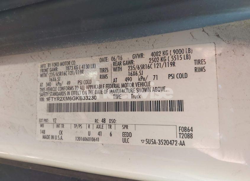 Photo 9 of 2016 Ford Transit-250 (VIN 1FTYR2XM6GKB33230)