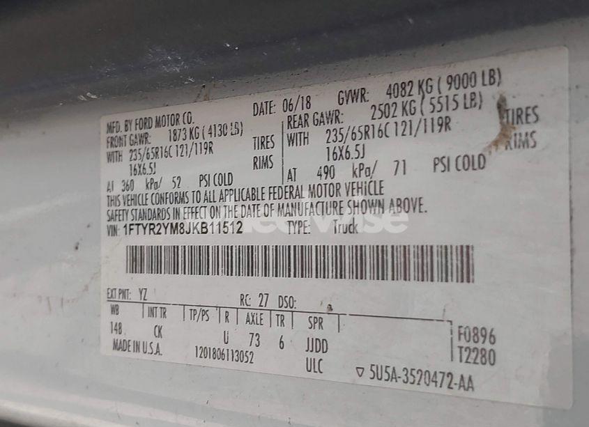 Photo 9 of 2018 Ford Transit-250 (VIN 1FTYR2YM8JKB11512)