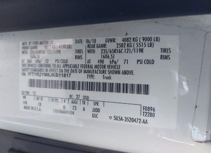 Photo 9 of 2018 Ford Transit-250 (VIN 1FTYR2YM8JKB11817)