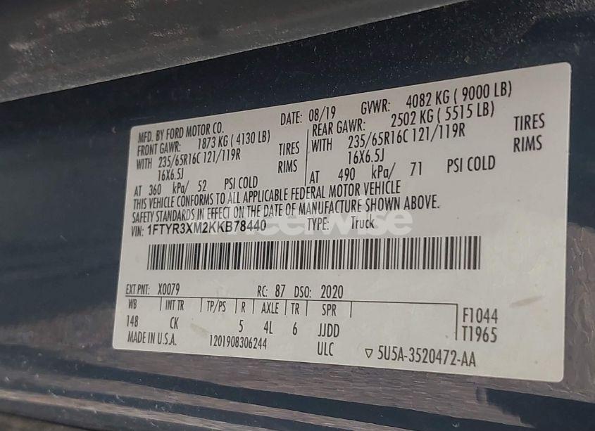 Photo 9 of 2019 Ford Transit-250 (VIN 1FTYR3XM2KKB78440)