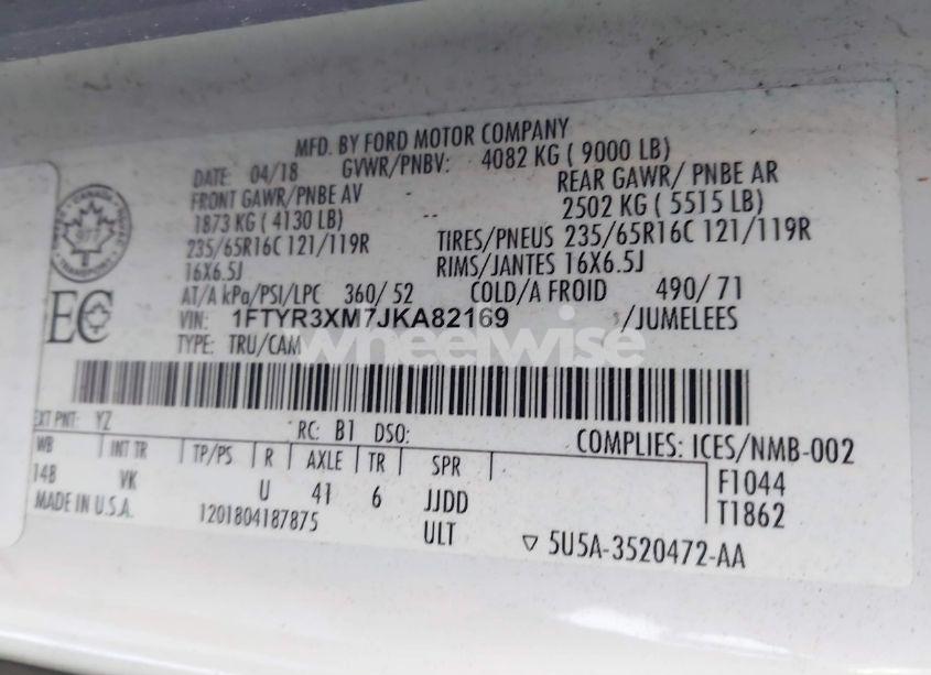 Photo 9 of 2018 Ford Transit-250 (VIN 1FTYR3XM7JKA82169)