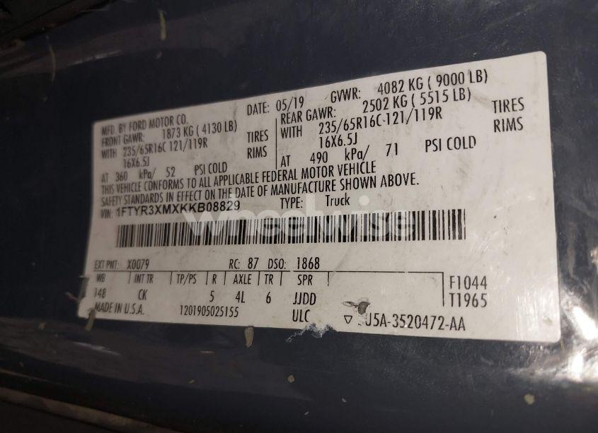 Photo 9 of 2019 Ford Transit-250 (VIN 1FTYR3XMXKKB08829)