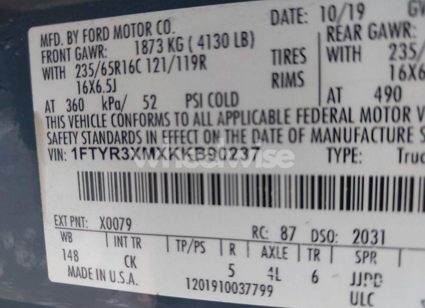 Photo 9 of 2019 Ford Transit-250 (VIN 1FTYR3XMXKKB90237)