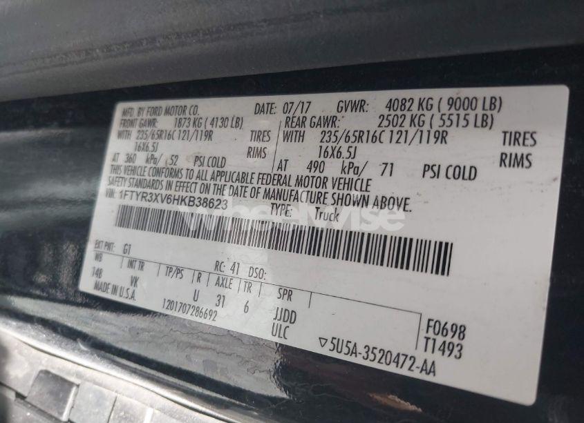 Photo 9 of 2017 Ford Transit-250 N/A (VIN 1FTYR3XV6HKB38623)