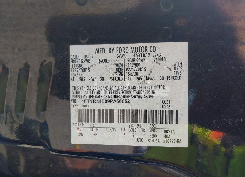 Photo 9 of 2009 Ford Ranger XLT (VIN 1FTYR44E89PA56052)