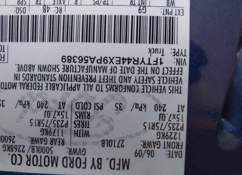 Photo 9 of 2009 Ford Ranger SPORT/XLT (VIN 1FTYR44EX9PA56389)