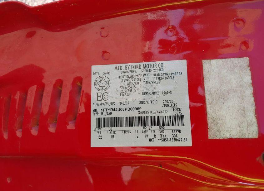 Photo 9 of 2008 Ford Ranger SPORT/XLT (VIN 1FTYR44U08PB00969)