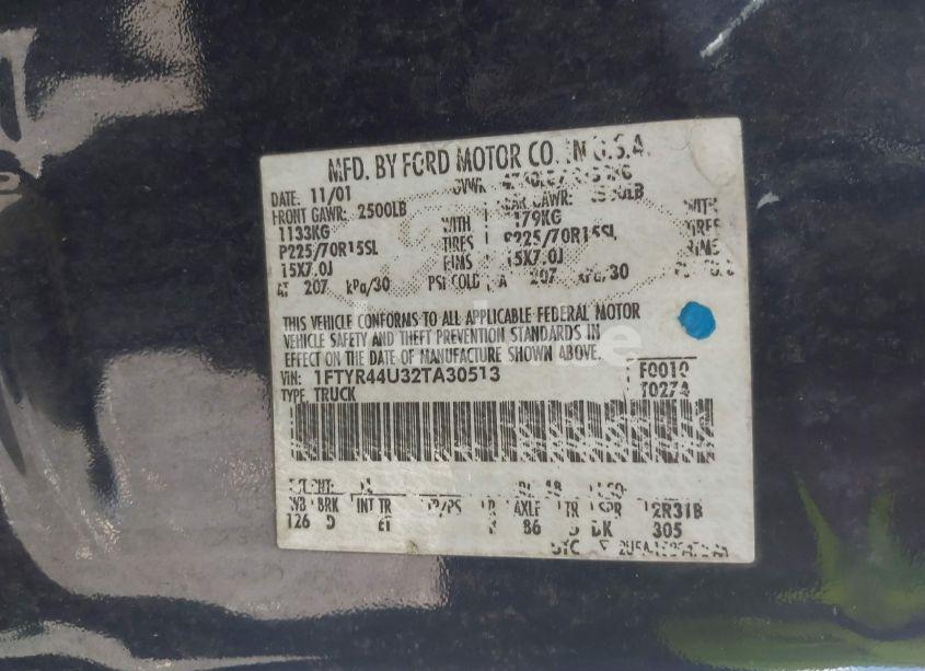 Photo 9 of 2002 Ford Ranger EDGE/TREMOR/XLT (VIN 1FTYR44U32TA30513)